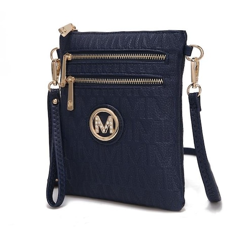 MKF Collection By Mia K. MKF-PU7793NV Andrea Milan M Signature Crossbody Bag - Navy